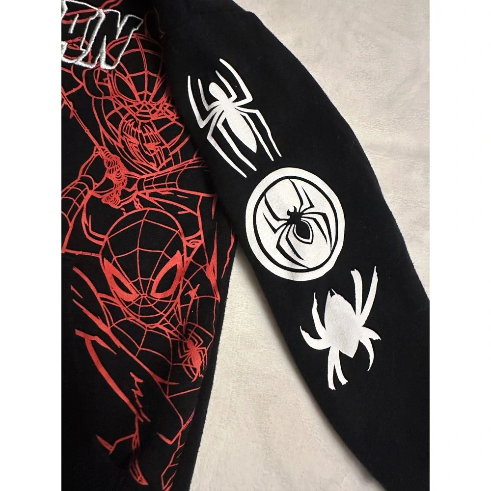 Marvel Spider-Man Kids Black Graphic‎ Pullover Hoodie Sweatshirt Size 6/7